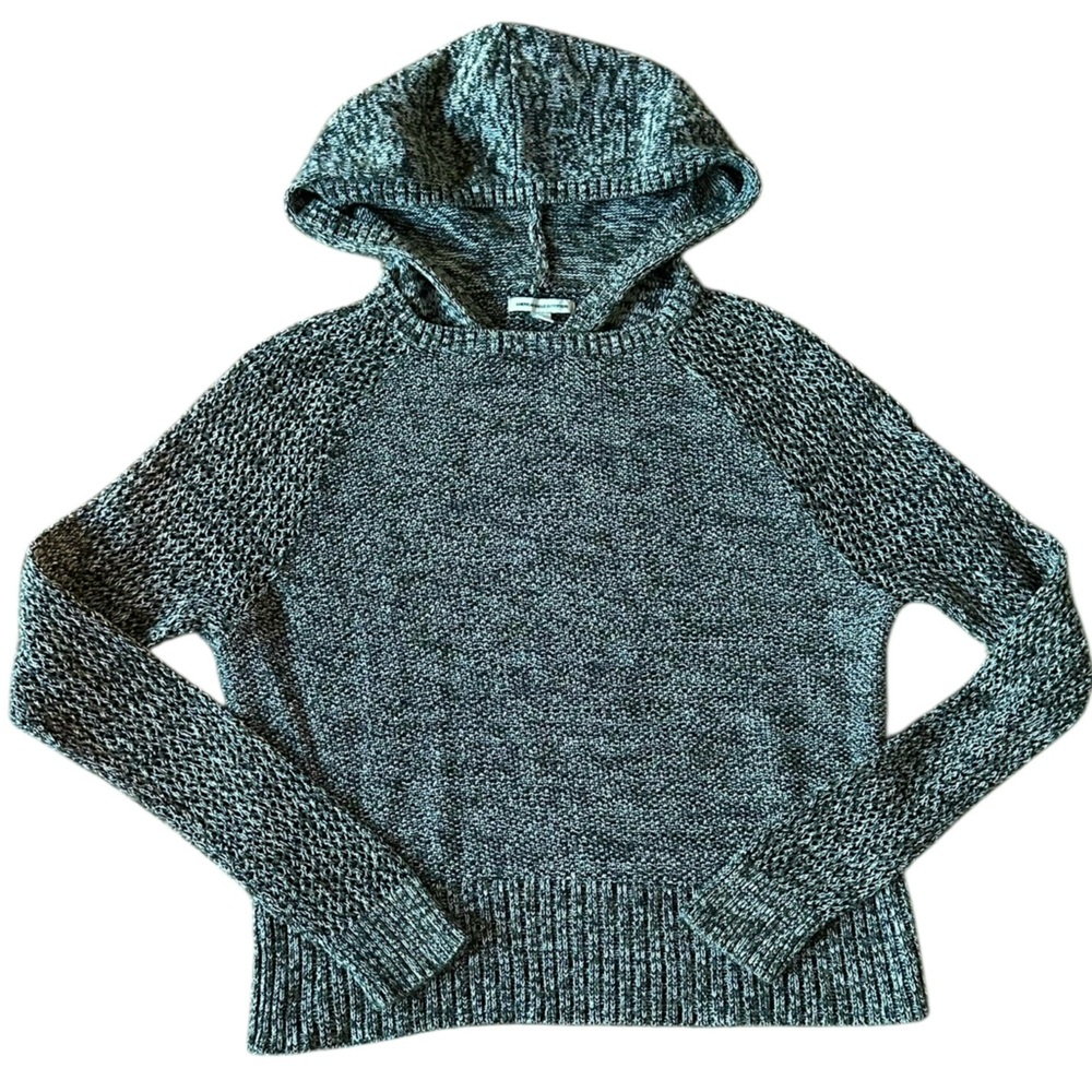 AMERICAN EAGLE dark green heathered hooded crop sweater size Small